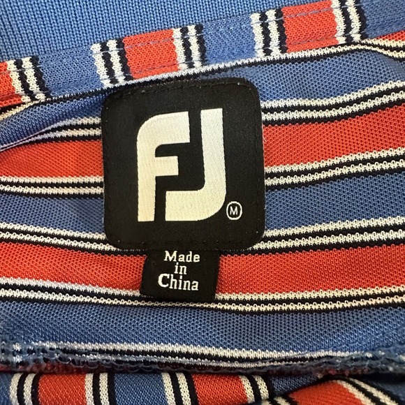 FOOTJOY Men's Striped Golf Polo Shirt Size M Short Sleeve OLD AMERICAN GOLF CLUB - Picture 6 of 7
